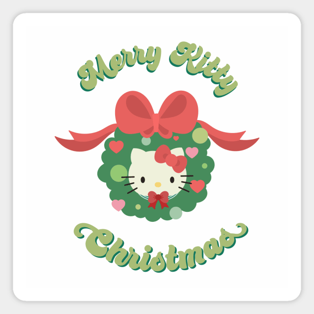 Merry Christmas Cat - Holiday logo design Magnet by Al-loony